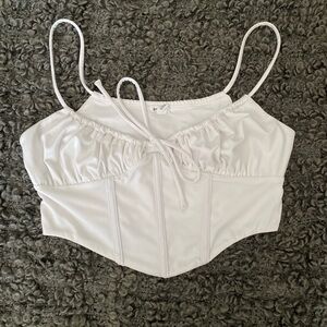 White corset crop top